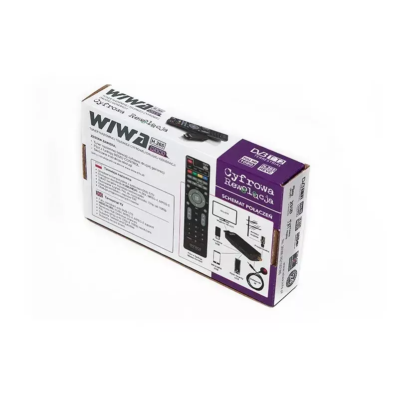 WIWA H.265 MINI DVB-T/DVB-T2 uztvērējs, H.265/HEVC, Full HD 1080p, HDMI, mini USB, PVR, melns
