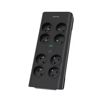 Philips SPN7080BA/60 pārsprieguma aizsargs Melns 8 AC kontaktligzdas 2 m