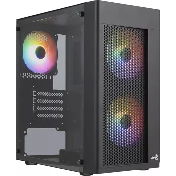 Aerocool HEXFORMBKV2 Micro-ATX PC korpuss ar 3 FRGB ventilatoriem melns