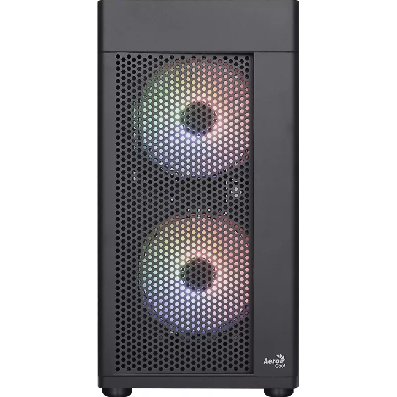 Aerocool HEXFORMBKV2 Micro-ATX PC korpuss ar 3 FRGB ventilatoriem melns