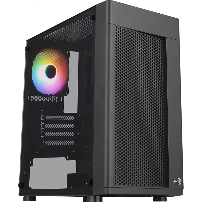 Aerocool HEXFORMBKV2 Micro-ATX PC korpuss ar 3 FRGB ventilatoriem melns