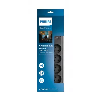 Pārsprieguma aizsargs Philips SPN7040BA/60 6 AC kontaktligzdas 600 J 2 m Melns