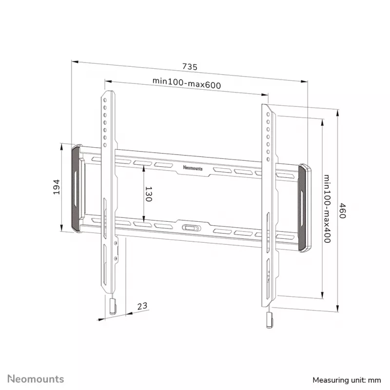 TV sienas stiprinājums Neomounts WL30-550BL16 Max 60kg 42-86collu VESA 100x100-600x400