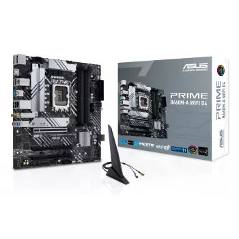 Mātesplate ASUS PRIME B660M-A WIFI D4 — Intel B660, LGA 1700, micro ATX, DDR4, 4 DIMM, Wi‑Fi 6, 2x M.2