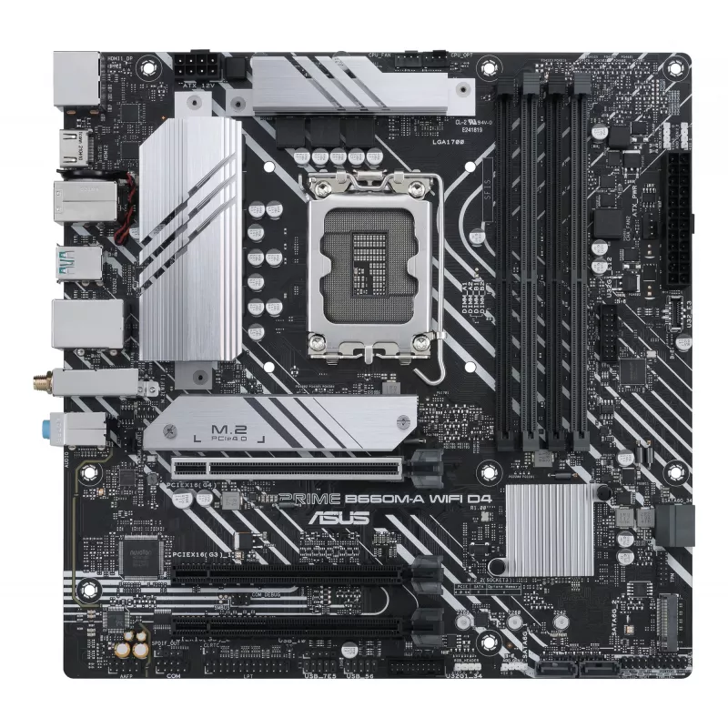 Mātesplate ASUS PRIME B660M-A WIFI D4 — Intel B660, LGA 1700, micro ATX, DDR4, 4 DIMM, Wi‑Fi 6, 2x M.2