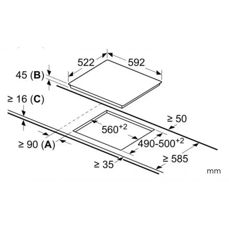 Bosch Serie 6 PKE611FP2E elektriskā keramikas plīts virsma, iebūvējama, 60 cm, 4 zonām, melna