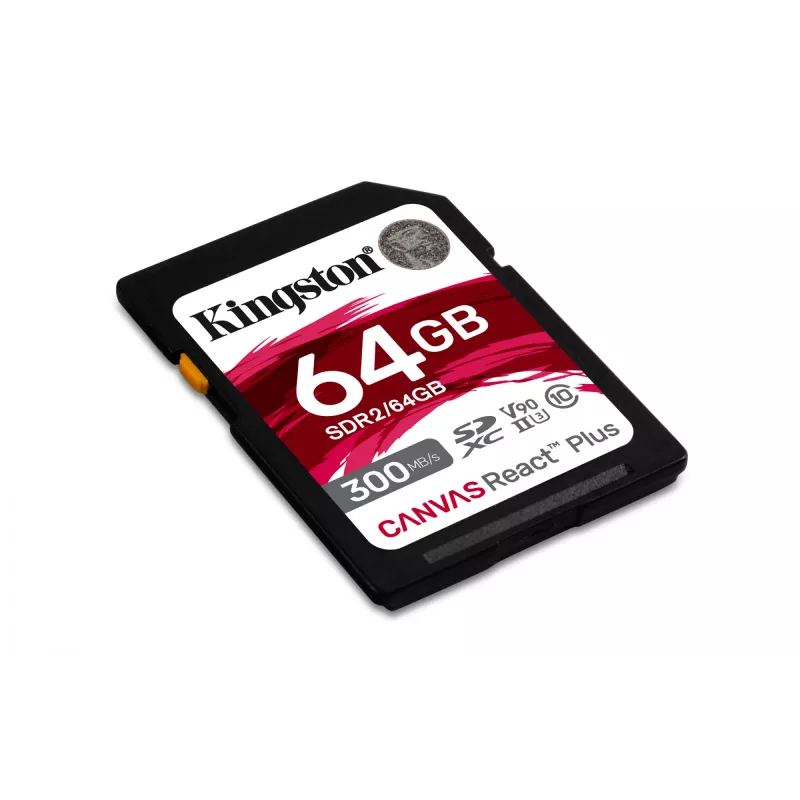 Kingston Technology 64GB Canvas React Plus SDXC UHS-II 300R/260W U3 V90 Full HD/4K/8K atmiņas karte