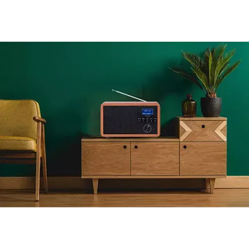 Pārnēsājams radio Adler AD 1184 ar DAB+/FM/AM digitālo uztvērēju, Bluetooth 5.0, 15W, SD/USB, modinātājpulksteni, melns/koks