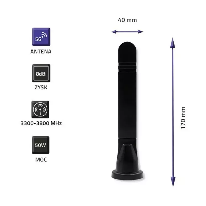 Omnidirekcionāla 5G LTE antena QOLTEC 57033 Divu joslu 8 dBi Iekštelpām