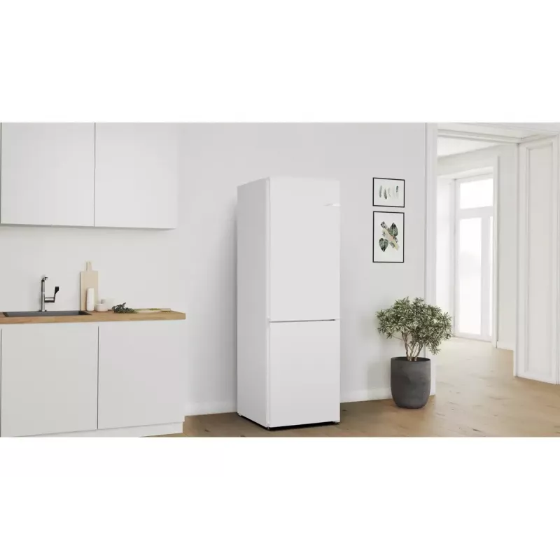 Ledusskapis-saldētājs Bosch Serie 4 KGN362WDF brīvstāvošs, 321 L (218 L ledusskapis / 103 L saldētava), NoFrost, balts