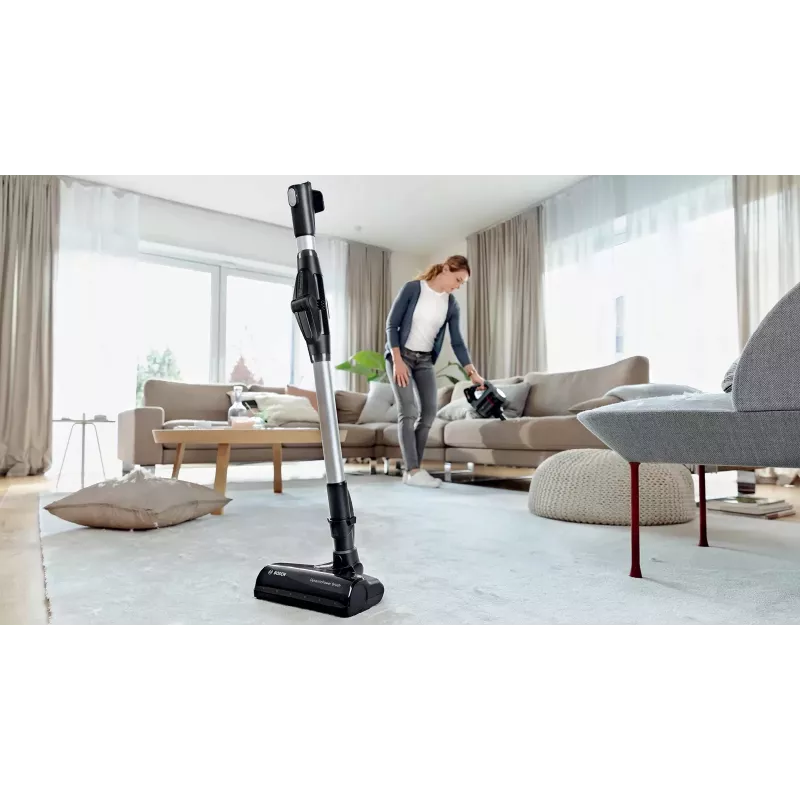 Bosch BBS712A bezvadu putekļsūcējs 2-in-1 stieņveida putekļsūcējs, sauss tīrīšanai, bez maisa, 0.3 L, grafīts