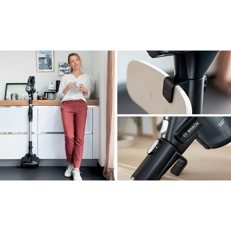Bosch BBS712A bezvadu putekļsūcējs 2-in-1 stieņveida putekļsūcējs, sauss tīrīšanai, bez maisa, 0.3 L, grafīts
