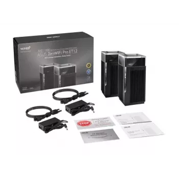 ASUS ZenWiFi Pro ET12 Trīsjoslu (2.4 GHz / 5 GHz / 6 GHz) Wi-Fi 6E (802.11ax) Melns 3 Iekšējās antenas