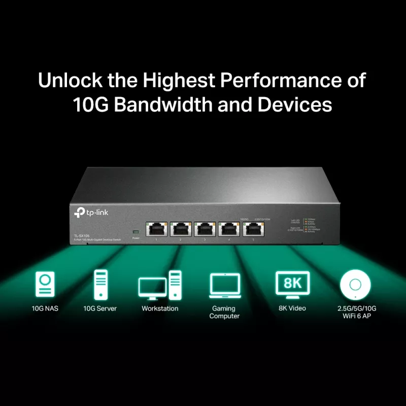Nepārvaldīts slēdzis TP-Link TL-SX105 5-portu 10G galddatora slēdzis