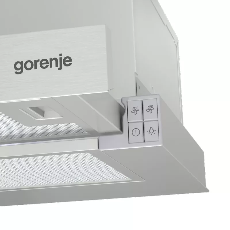 Iebūvējamā tvaika nosūcēja Gorenje TH62E3X, alumīnija filtrs, trokšņa līmenis: mērens