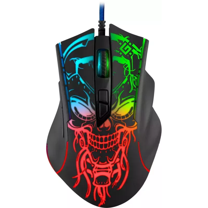 Spēļu pele DEFENDER BULLETSTORM GM-928 — optiskā, 7200 DPI, abpusēja, 6–7 pogas, USB Type-A, melna