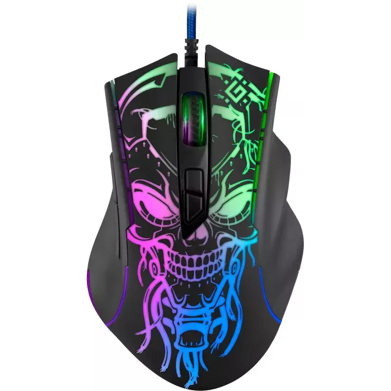 Spēļu pele DEFENDER BULLETSTORM GM-928 — optiskā, 7200 DPI, abpusēja, 6–7 pogas, USB Type-A, melna