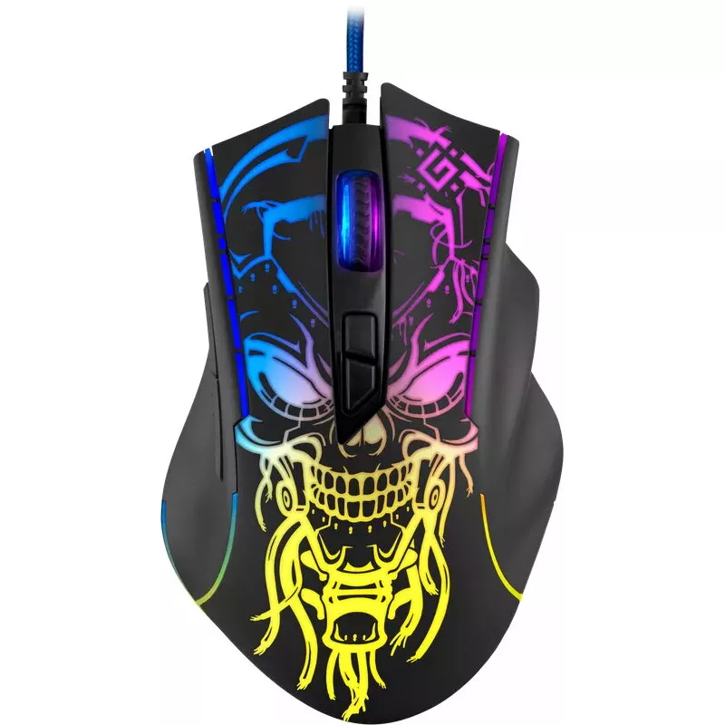 Spēļu pele DEFENDER BULLETSTORM GM-928 — optiskā, 7200 DPI, abpusēja, 6–7 pogas, USB Type-A, melna