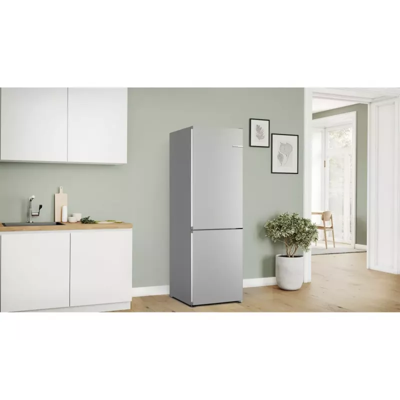 Ledusskapis-saldētājs Bosch Serie 4 KGN362IDF, brīvi stāvošs, 321 L (218 L ledusskapis / 103 L saldētava), nerūsējošais tērauds, apakšējā saldētava