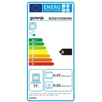 Iebūvējamā cepeškrāsns Gorenje BOS6737E06FBG — 77 L, multifunkcionāla, EcoClean, tvaiks, konvekcija, mehāniskā vadība, 59.5×59.5 cm, melna