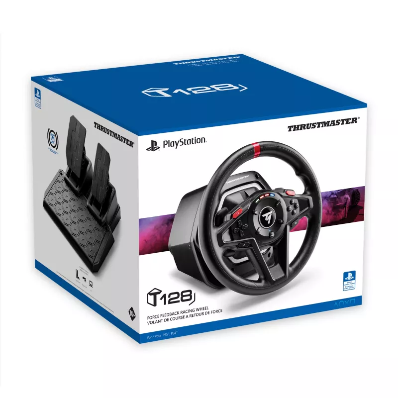 Thrustmaster T128 Black USB stūre + Pedāļu komplekts Analogs PC, PlayStation 4, PlayStation 5