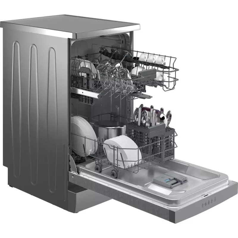 Šaurā trauku mazgājamā mašīna Beko BDFS15020X, 10 komplekti, 45 cm, 47 dB, 5 programmas, invertora motors