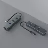 USB-C centrmezgls SAVIO AK-57 ar 3× USB-A, RJ-45 Gigabit Ethernet (5000 Mbit/s), alumīnija pelēks