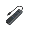 USB-C centrmezgls SAVIO AK-57 ar 3× USB-A, RJ-45 Gigabit Ethernet (5000 Mbit/s), alumīnija pelēks