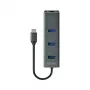 USB-C centrmezgls SAVIO AK-57 ar 3× USB-A, RJ-45 Gigabit Ethernet (5000 Mbit/s), alumīnija pelēks