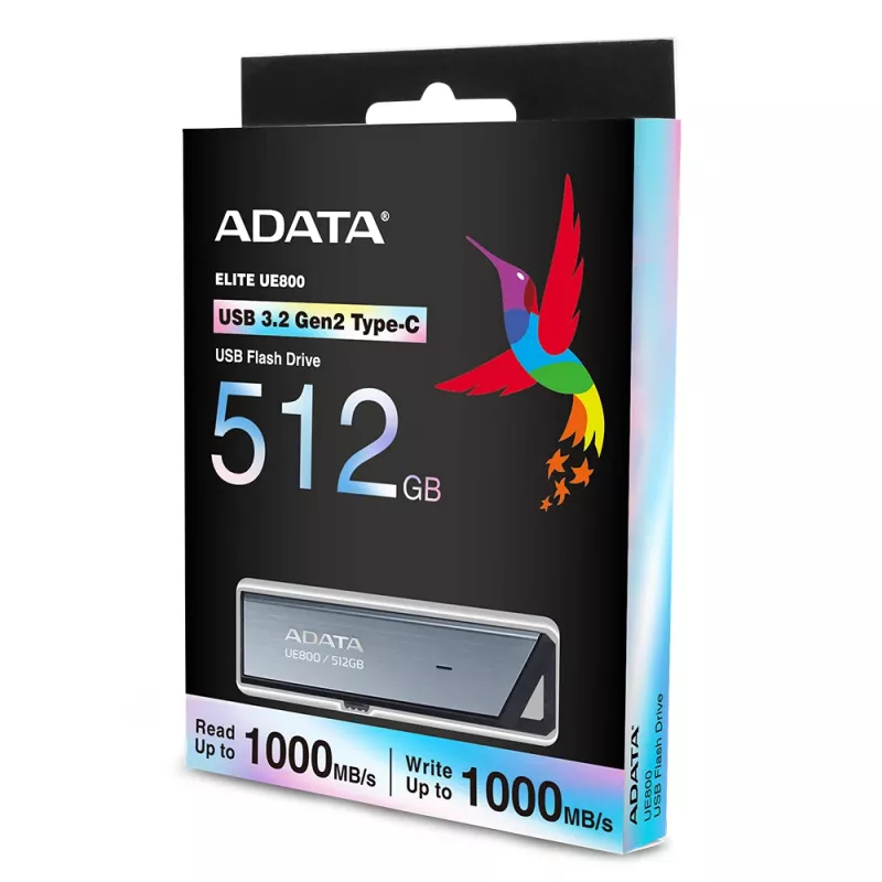 ADATA UE800 USB zibatmiņa 512 GB USB Type-C 3.2 Gen 2 (3.1 Gen 2) Sudraba