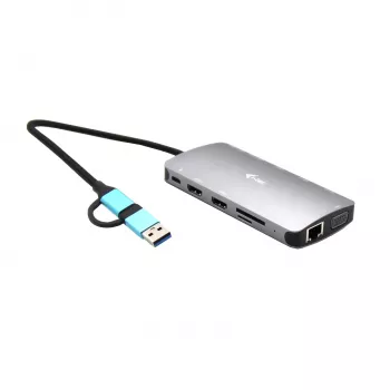 i-tec USB 3.0 USB-C/Thunderbolt 3x Displeja Metāla Nano Dokstacija ar LAN + 100 W Barošana