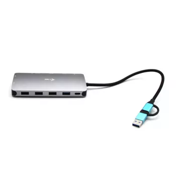 i-tec USB 3.0 USB-C/Thunderbolt 3x Displeja Metāla Nano Dokstacija ar LAN + 100 W Barošana