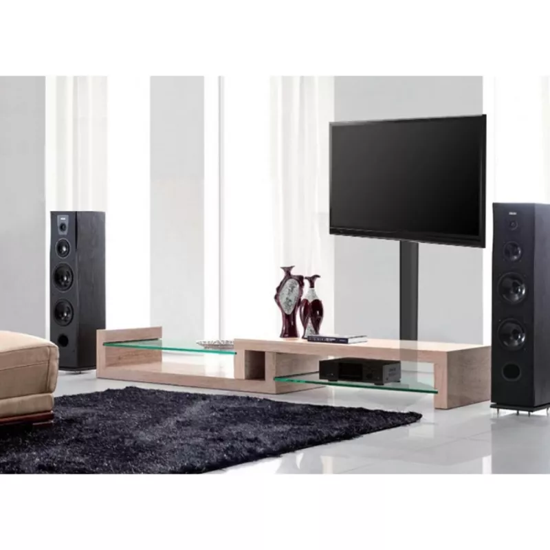 Grīdas TV statīvs TECHLY ICA-TR27 32–55 collu (81.3–139.7 cm), VESA 100x100–600x400, slīpums -15–0°, maksimālā slodze 40 kg, melns