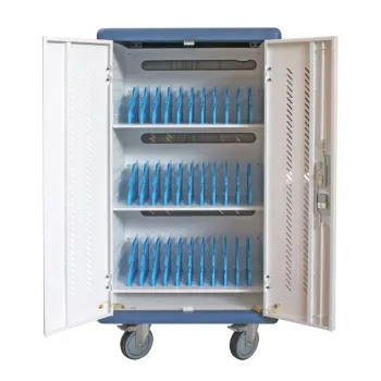 Techly ventilēta uzlādes stacija ratiņi 30 klēpjdatoriem vai viedtālruņiem melns/pelēks