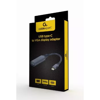 GEMBIRD USB Type-C uz VGA displeja adapteris, 15cm, Kosmosa pelēks