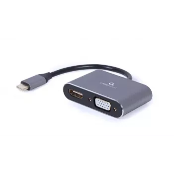 GEMBIRD Alt-DP USB Type-C uz HDMI + VGA displeja adapteris - Kosmosa pelēks
