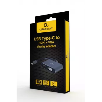 GEMBIRD Alt-DP USB Type-C uz HDMI + VGA displeja adapteris - Kosmosa pelēks