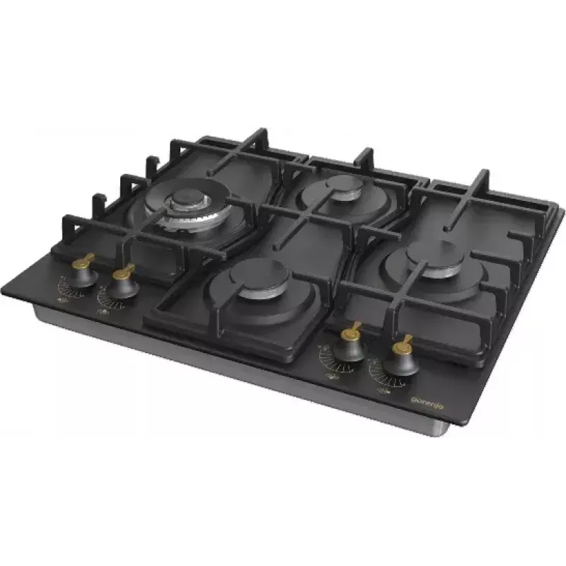 Gorenje GW6D42CLB iebūvējamā gāzes plīts virsma, melna, 60 cm, 4 degļi