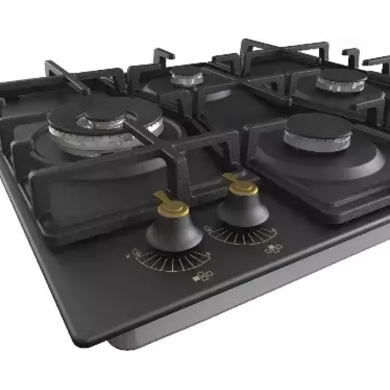 Gorenje GW6D42CLB iebūvējamā gāzes plīts virsma, melna, 60 cm, 4 degļi