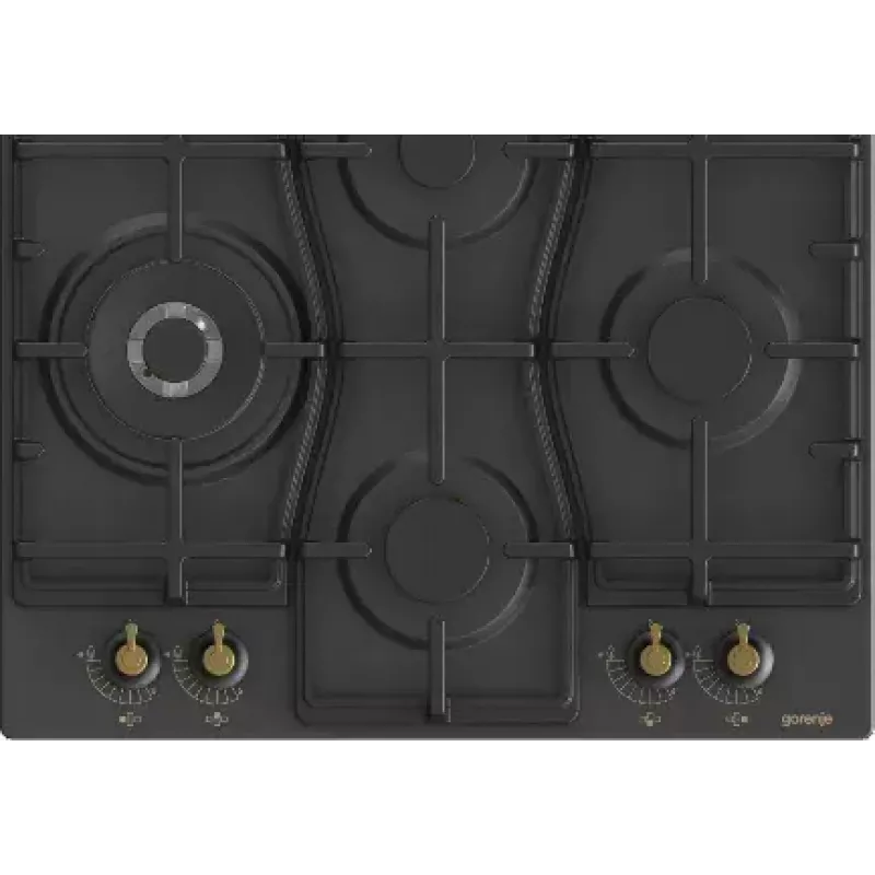 Gorenje GW6D42CLB iebūvējamā gāzes plīts virsma, melna, 60 cm, 4 degļi