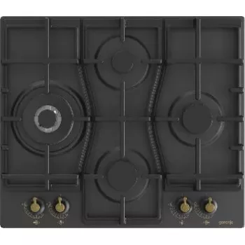 Gorenje GW6D42CLB iebūvējamā gāzes plīts virsma, melna, 60 cm, 4 degļi