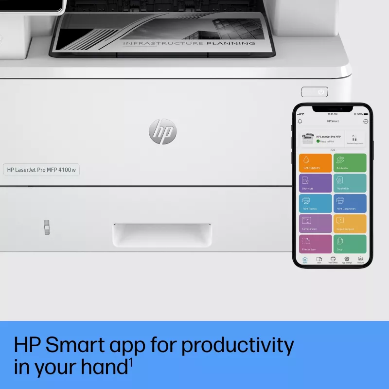 Daudzfunkciju printeris HP LaserJet Pro MFP 4102fdw, lāzera mono drukāšana