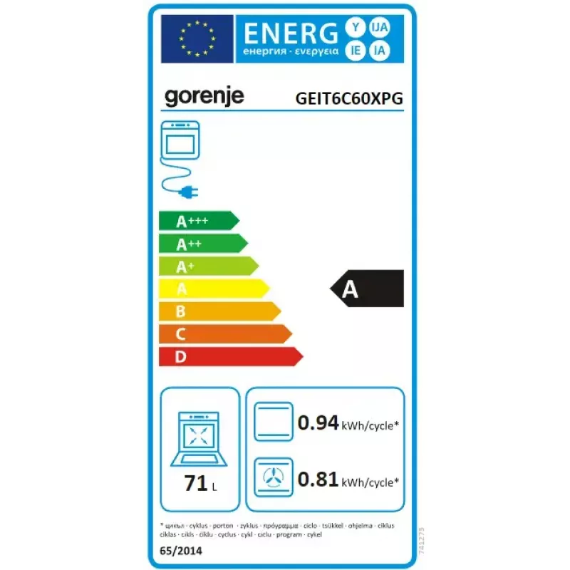 Brīvstāvoša plīts Gorenje GEIT6C60XPG Elektriskā indukcijas virsma 4 zonas