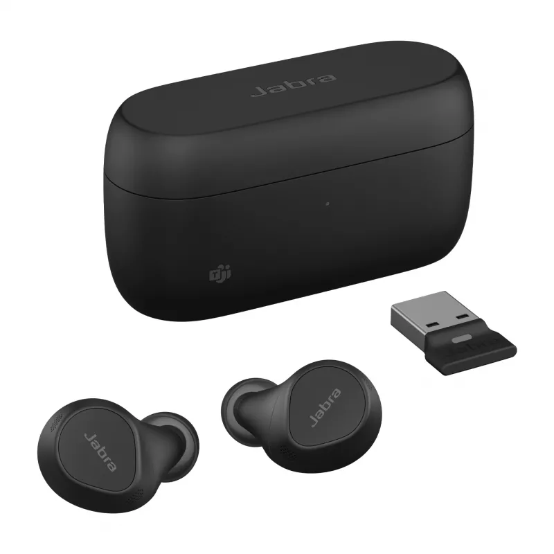 Jabra Evolve2 Buds - USB-A MS, bezvadu, biroja/zvanu centra, 5.4 g, austiņas, melnas