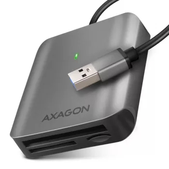 Axagon CRE-S3 ārējais USB-A 3.2 Gen 1 3-slotu SD/microSD/CF karšu lasītājs, pelēks