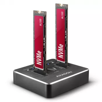 Axagon ADSA-M2C divu NVMe M.2 SSD dokstacija ar klonēšanu, USB-C 10 Gbps