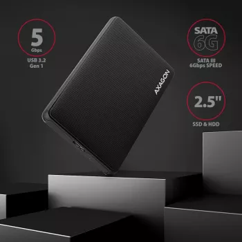 Axagon EE25-SL Bezskrūvju USB 3.2 Gen 1 - SATA 6G ārējā kaste 2.5 collu SSD/HDD