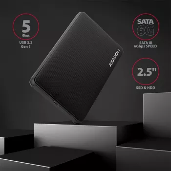 Axagon EE25-SLC Bezinstrumentu USB-C 3.2 Gen 1 – SATA 6G ārējā kaste 2.5 collu SSD/HDD