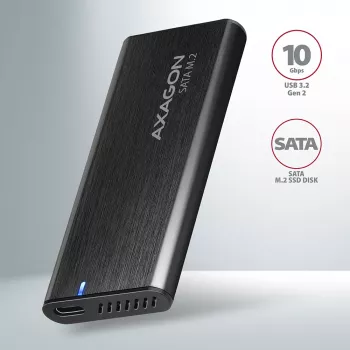 Ārējais M.2 SSD korpuss Axagon EEM2-SBC USB-C 3.2 Gen 2 Melns