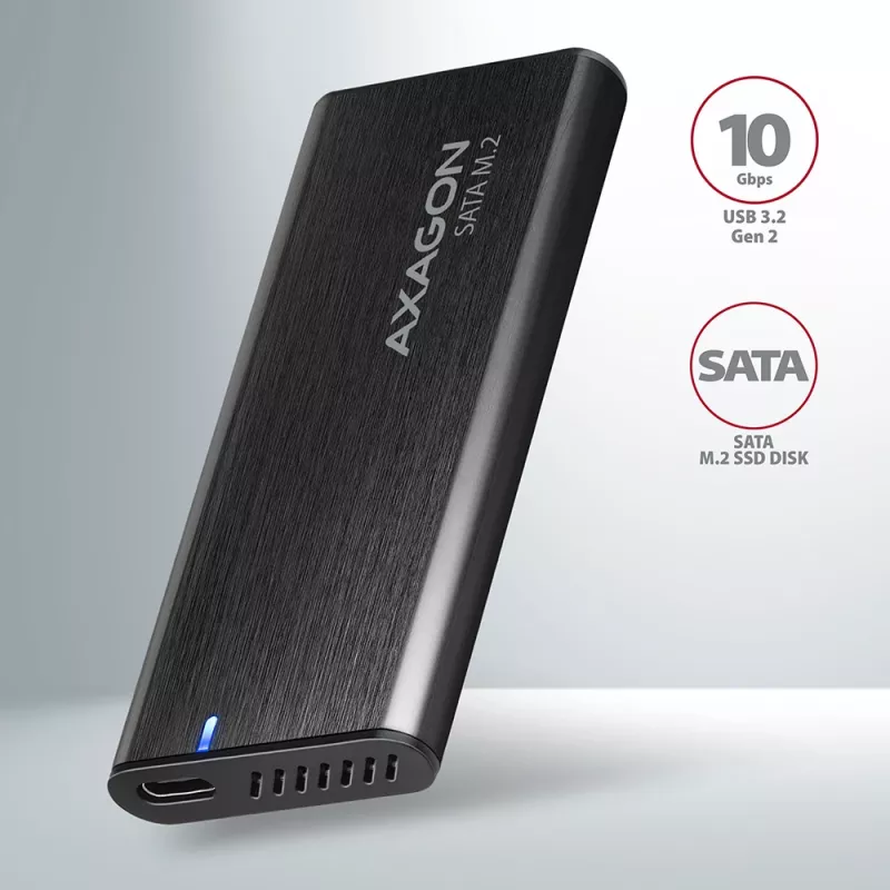 Ārējais M.2 SSD korpuss Axagon EEM2-SBC USB-C 3.2 Gen 2 Melns